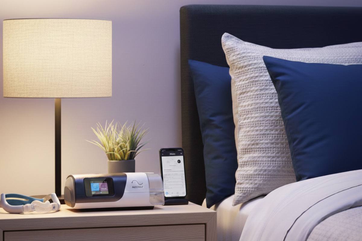 Arisense 11 autoset al lado de una cómoda cama para antes de dormir