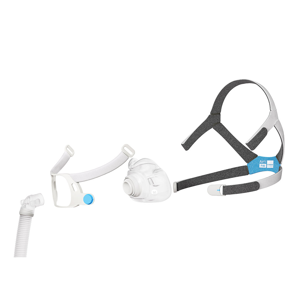 Diferentes accesorios de la mascarilla AirFit F40 ResMed para conocerlos