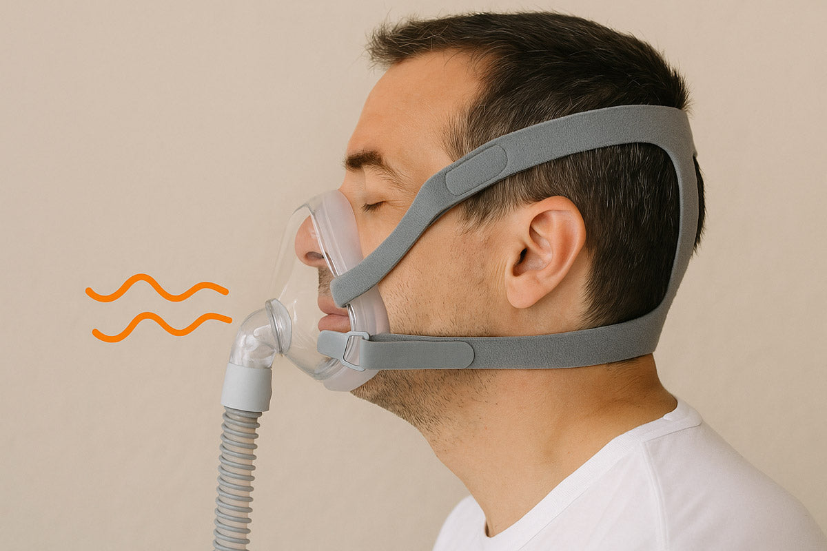 Mascarilla resmed con fuga de aire para su reparación