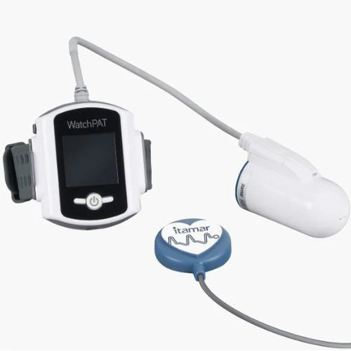 Vista de WatchPat con sensores para estudio de sueño en casa