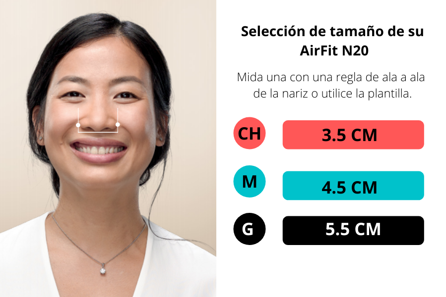 Medidas de mascarilla airfit n20 para mujer